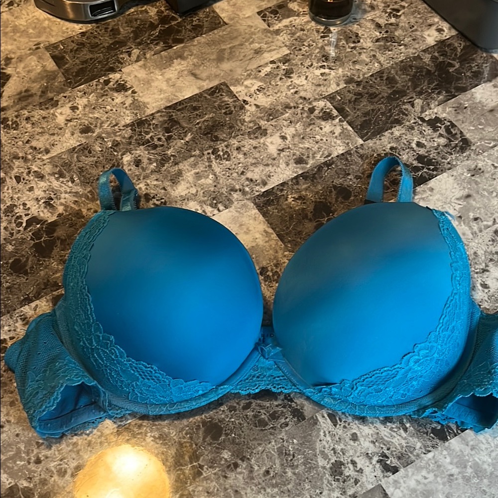 Torrid Blue Lace Trim Bra